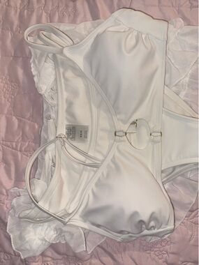 wild fable White Ring-Front Bikini Top